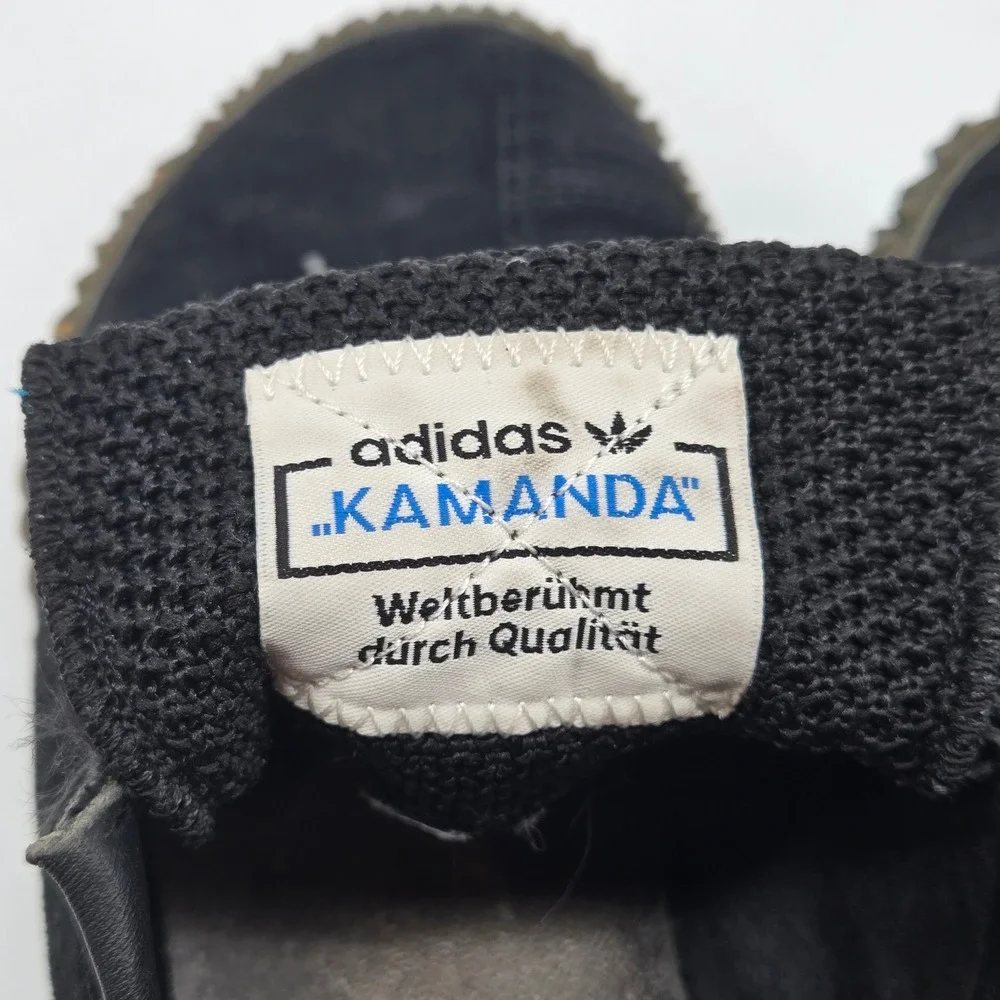 adidas Kamanda 01 Black Gum Suede Terrace Soccer‎ Sneakers Mens Size 8 BD7903